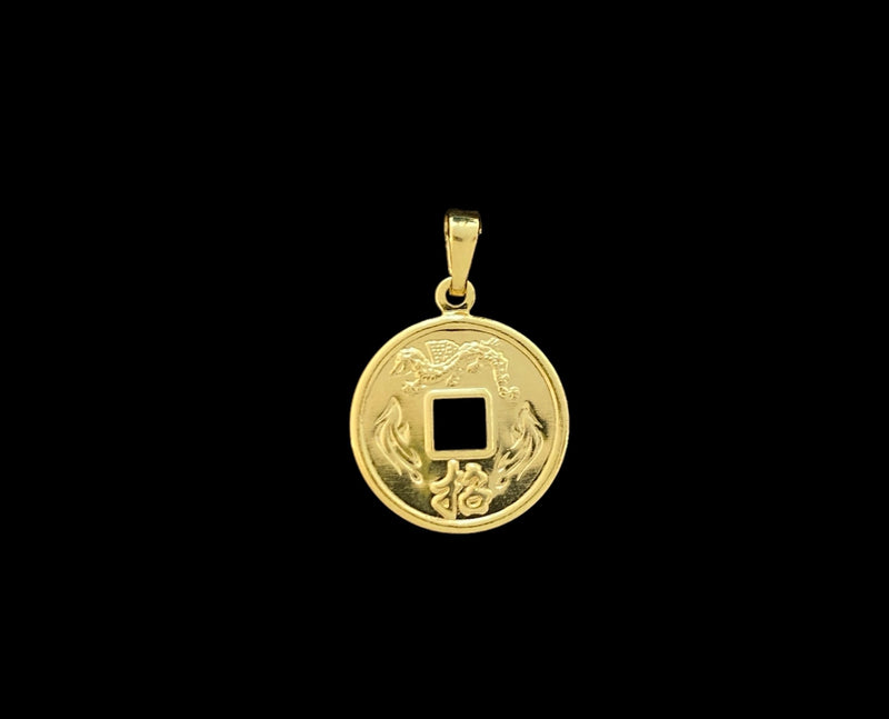 Pingente Medalha Chinesa - 1,7cmX1,7cm - (Banho Ouro 24k)